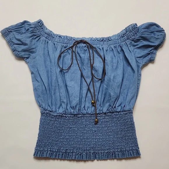Denim Peasant Top - Picture 8 of 9